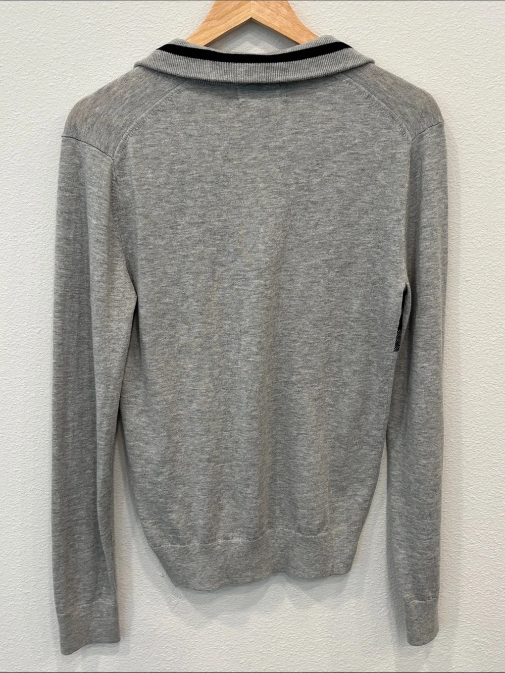 Banana Republic Men's XS Cotton Blend Gray Quarter-Zip Sweater Black Chest Band